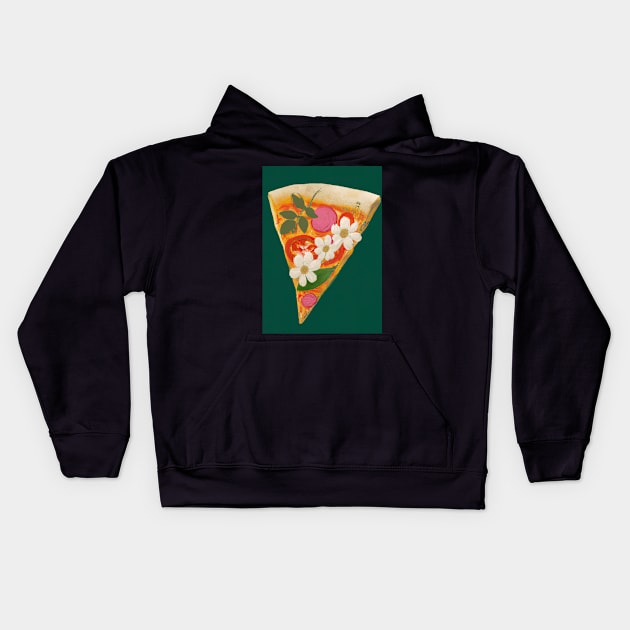 Floral Pizza Kids Hoodie by maxcode